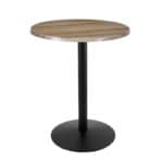 42-Inch Tall Indoor/Outdoor Table with 30-Inch Diameter Natural Round Top, Black Wrinkle Base, and 22-Inch Diameter Foot