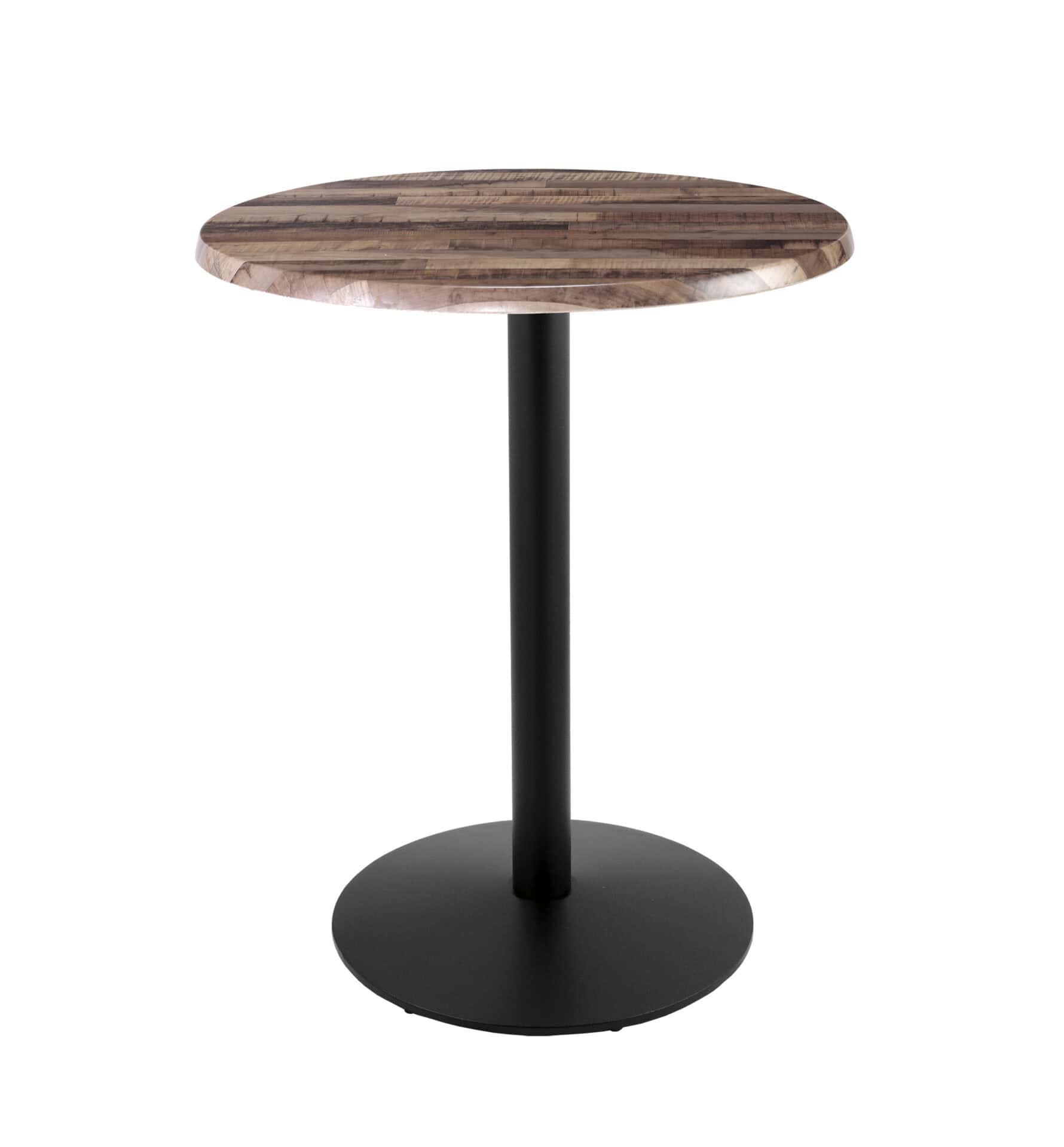 42-Inch Tall Indoor/Outdoor Table with 30-Inch Diameter Rustic Round Top, Black Wrinkle Base, and 22-Inch Diameter Foot 1 42-Inch Tall Indoor/Outdoor Table with 30-Inch Diameter Rustic Round Top, Black Wrinkle Base, and 22-Inch Diameter Foot