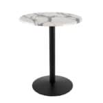 42-Inch Tall Indoor/Outdoor Table with 30-Inch Diameter White Marble Round Top, Black Wrinkle Base, and 22-Inch Diameter Foot 6 42-Inch Tall Indoor/Outdoor Table with 30-Inch Diameter White Marble Round Top, Black Wrinkle Base, and 22-Inch Diameter Foot