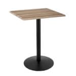 42-Inch Tall Indoor/Outdoor Table with 30 x 30-Inch Diameter Natural Square Top, Black Wrinkle Base, and 22-Inch Diameter Foot