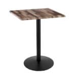 42-Inch Tall Indoor/Outdoor Table with 30 x 30-Inch Diameter Rustic Square Top, Black Wrinkle Base, and 22-Inch Diameter Foot 6 42-Inch Tall Indoor/Outdoor Table with 30 x 30-Inch Diameter Rustic Square Top, Black Wrinkle Base, and 22-Inch Diameter Foot