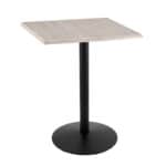 42-Inch Tall Indoor/Outdoor Table with 30 x 30-Inch Diameter White Ash Square Top, Black Wrinkle Base, and 22-Inch Diameter Foot