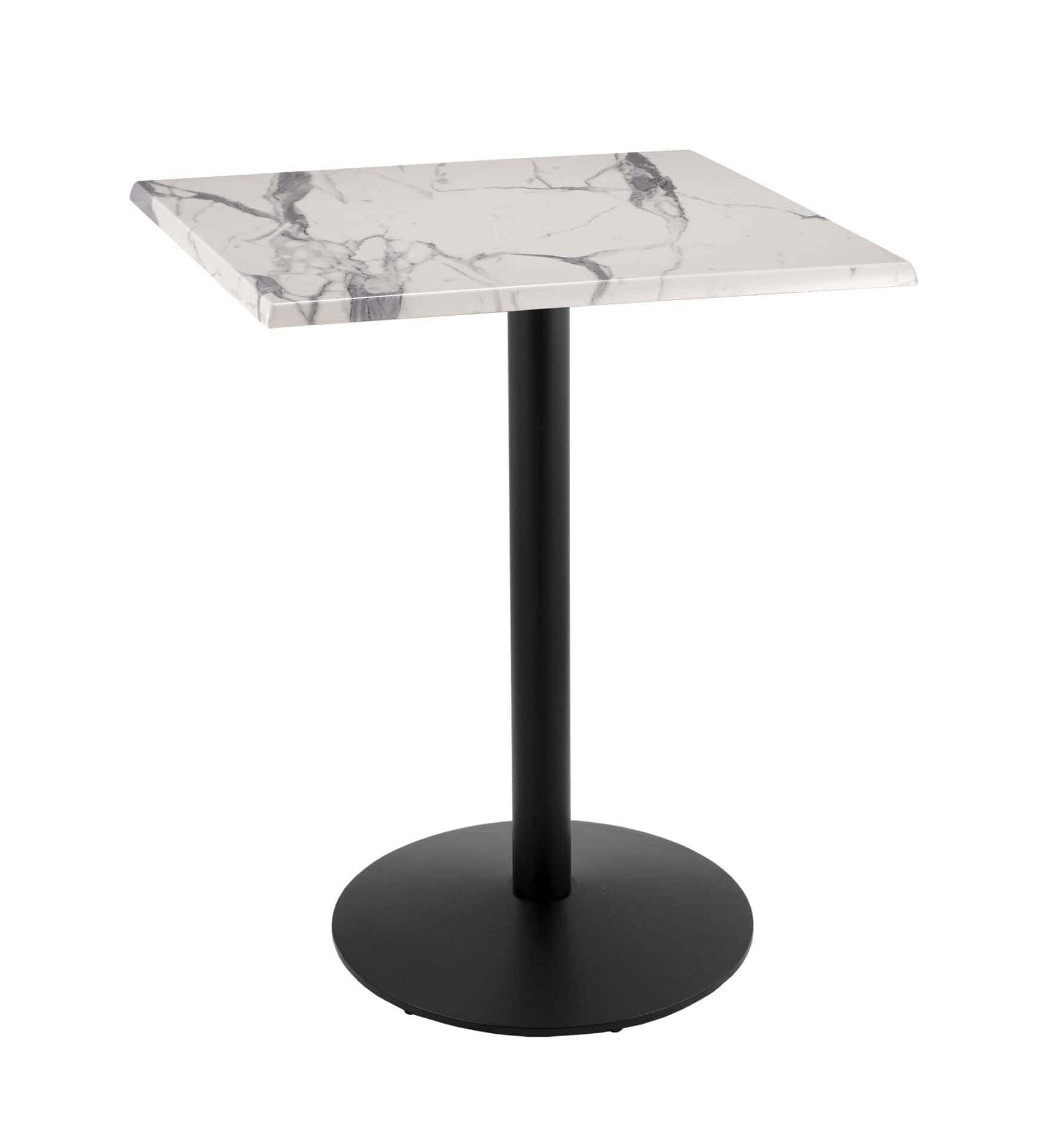 42-Inch Tall Indoor/Outdoor Table with 30 x 30-Inch Diameter White Marble Square Top, Black Wrinkle Base, and 22-Inch Diameter Foot 1 42-Inch Tall Indoor/Outdoor Table with 30 x 30-Inch Diameter White Marble Square Top, Black Wrinkle Base, and 22-Inch Diameter Foot