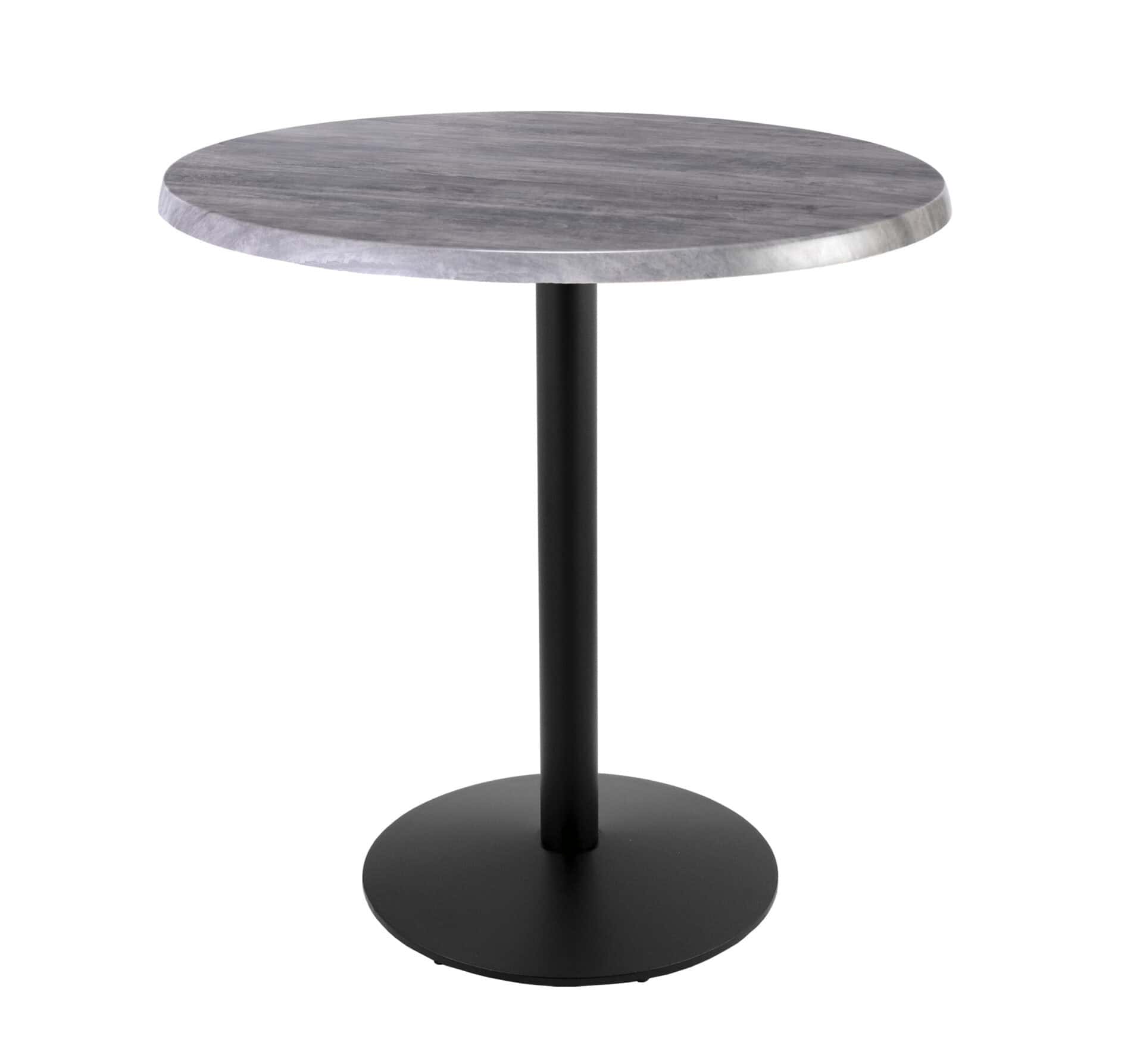 42-Inch Tall Indoor/Outdoor Table with 36-Inch Diameter Greystone Round Top, Black Wrinkle Base, and 22-Inch Diameter Foot 1 42-Inch Tall Indoor/Outdoor Table with 36-Inch Diameter Greystone Round Top, Black Wrinkle Base, and 22-Inch Diameter Foot