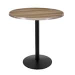 42-Inch Tall Indoor/Outdoor Table with 36-Inch Diameter Natural Round Top, Black Wrinkle Base, and 22-Inch Diameter Foot