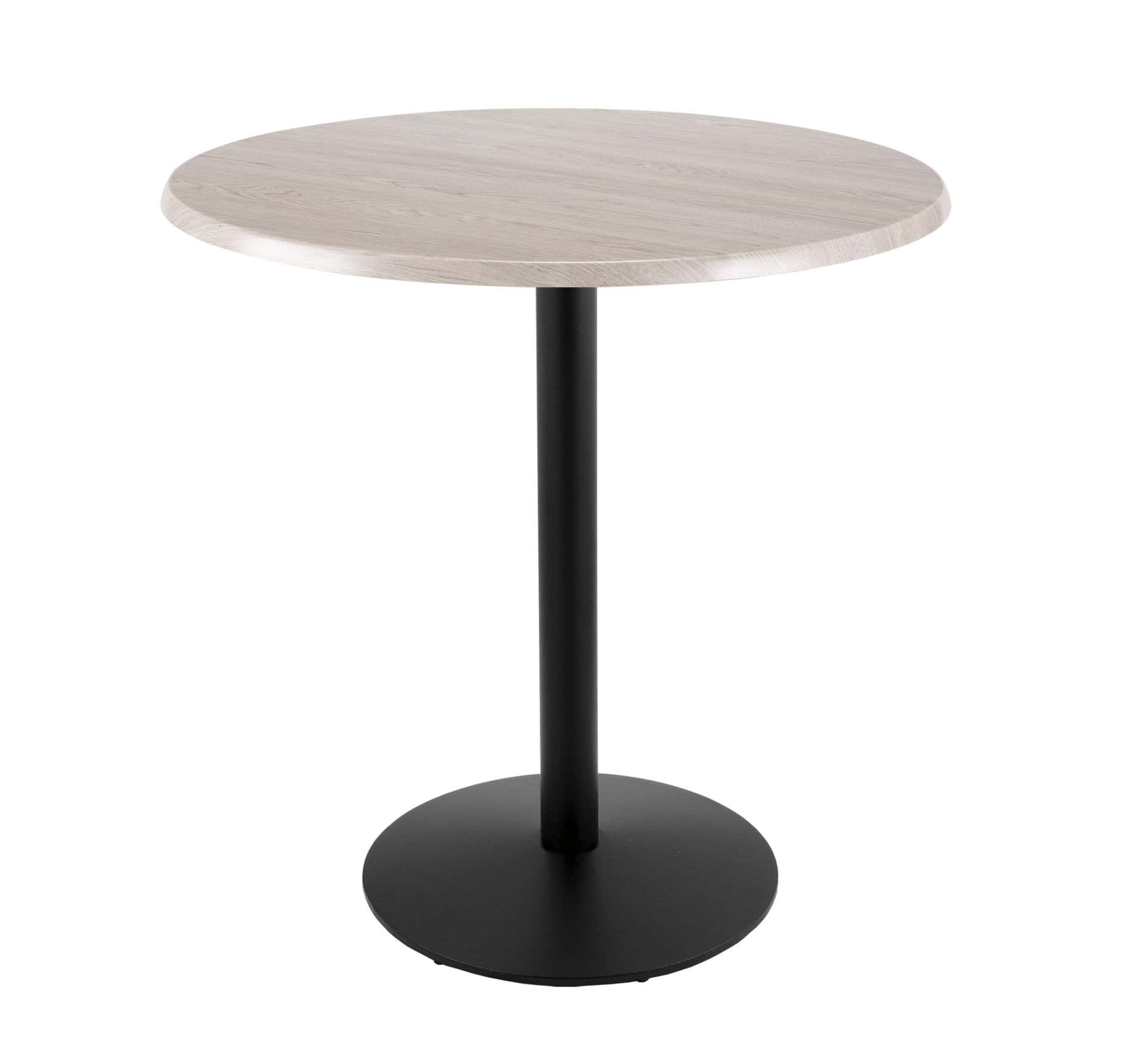42-Inch Tall Indoor/Outdoor Table with 36-Inch Diameter White Ash Round Top, Black Wrinkle Base, and 22-Inch Diameter Foot 6 42-Inch Tall Indoor/Outdoor Table with 36-Inch Diameter White Ash Round Top, Black Wrinkle Base, and 22-Inch Diameter Foot