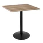 42-Inch Tall Indoor/Outdoor Table with 36 x 36-Inch Diameter Natural Square Top, Black Wrinkle Base, and 22-Inch Diameter Foot