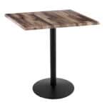 42-Inch Tall Indoor/Outdoor Table with 36 x 36-Inch Diameter Rustic Square Top, Black Wrinkle Base, and 22-Inch Diameter Foot 6 42-Inch Tall Indoor/Outdoor Table with 36 x 36-Inch Diameter Rustic Square Top, Black Wrinkle Base, and 22-Inch Diameter Foot