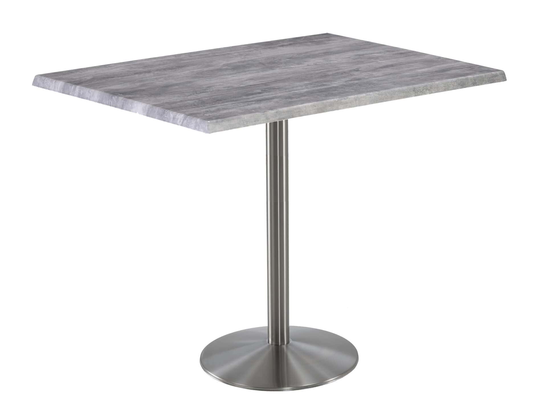 42-Inch Tall Indoor/Outdoor Table with 30 x 48-Inch Diameter Greystone Rectangle Top, Stainless Steel Base, and 22-Inch Diameter Foot 1 42-Inch Tall Indoor/Outdoor Table with 30 x 48-Inch Diameter Greystone Rectangle Top, Stainless Steel Base, and 22-Inch Diameter Foot