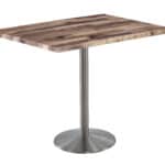 42-Inch Tall Indoor/Outdoor Table with 30 x 48-Inch Diameter Rustic Rectangle Top, Stainless Steel Base, and 22-Inch Diameter Foot 6 42-Inch Tall Indoor/Outdoor Table with 30 x 48-Inch Diameter Rustic Rectangle Top, Stainless Steel Base, and 22-Inch Diameter Foot