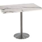 42-Inch Tall Indoor/Outdoor Table with 30 x 48-Inch Diameter White Marble Rectangle Top, Stainless Steel Base, and 22-Inch Diameter Foot