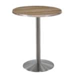 42-Inch Tall Indoor/Outdoor Table with 30-Inch Diameter Natural Round Top, Stainless Steel Base, and 22-Inch Diameter Foot