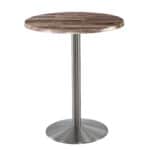 42-Inch Tall Indoor/Outdoor Table with 30-Inch Diameter Rustic Round Top, Stainless Steel Base, and 22-Inch Diameter Foot 6 42-Inch Tall Indoor/Outdoor Table with 30-Inch Diameter Rustic Round Top, Stainless Steel Base, and 22-Inch Diameter Foot