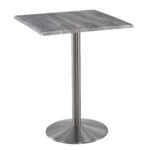 42-Inch Tall Indoor/Outdoor Table with 30 x 30-Inch Diameter Greystone Square Top, Stainless Steel Base, and 22-Inch Diameter Foot