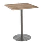 42-Inch Tall Indoor/Outdoor Table with 30 x 30-Inch Diameter Natural Square Top, Stainless Steel Base, and 22-Inch Diameter Foot