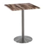 42-Inch Tall Indoor/Outdoor Table with 30 x 30-Inch Diameter Rustic Square Top, Stainless Steel Base, and 22-Inch Diameter Foot 6 42-Inch Tall Indoor/Outdoor Table with 30 x 30-Inch Diameter Rustic Square Top, Stainless Steel Base, and 22-Inch Diameter Foot