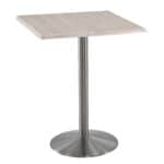 42-Inch Tall Indoor/Outdoor Table with 30 x 30-Inch Diameter White Ash Square Top, Stainless Steel Base, and 22-Inch Diameter Foot