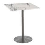 42-Inch Tall Indoor/Outdoor Table with 30 x 30-Inch Diameter White Marble Square Top, Stainless Steel Base, and 22-Inch Diameter Foot 6 42-Inch Tall Indoor/Outdoor Table with 30 x 30-Inch Diameter White Marble Square Top, Stainless Steel Base, and 22-Inch Diameter Foot