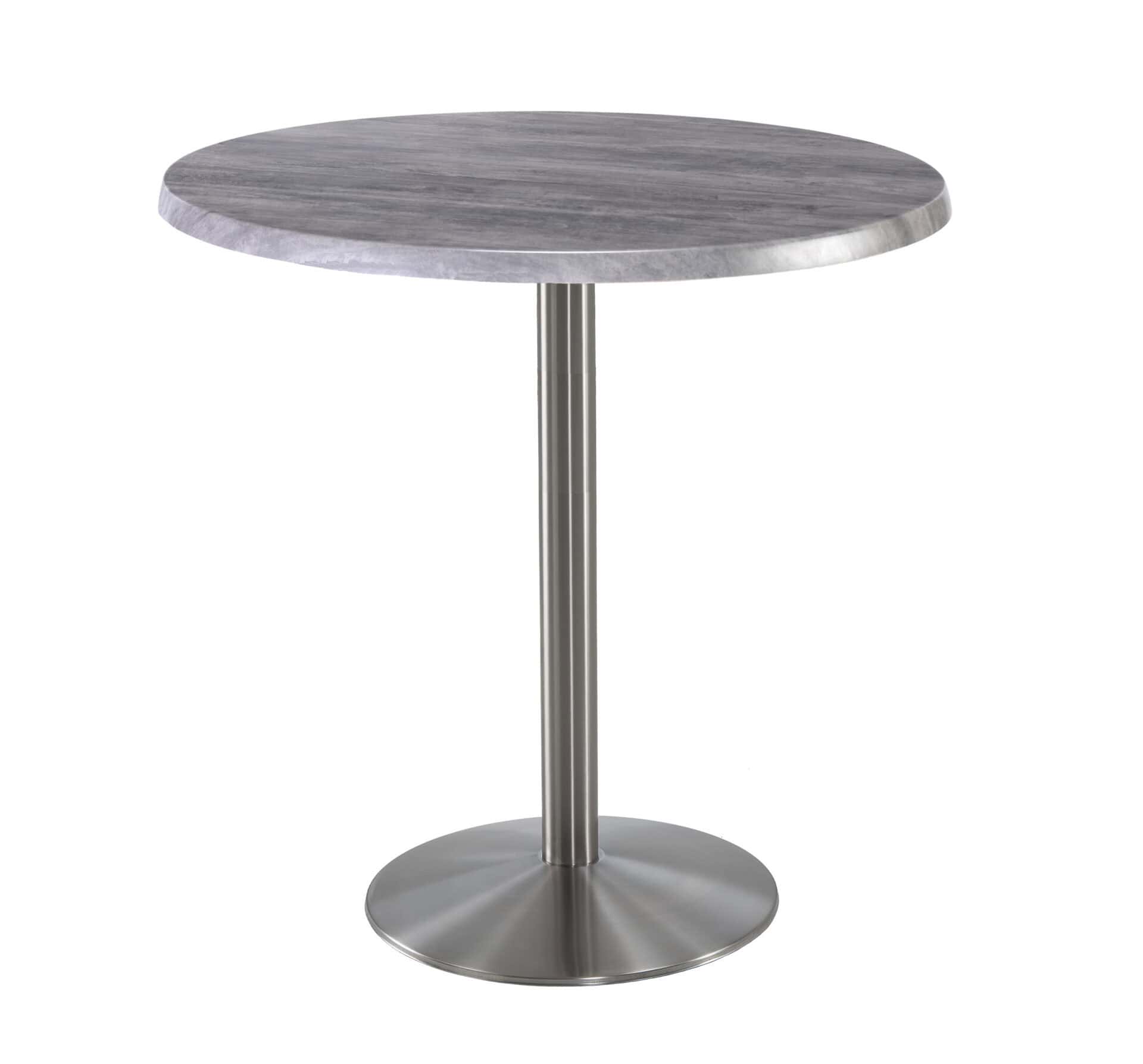 42-Inch Tall Indoor/Outdoor Table with 36-Inch Diameter Greystone Round Top, Stainless Steel Base, and 22-Inch Diameter Foot 1 42-Inch Tall Indoor/Outdoor Table with 36-Inch Diameter Greystone Round Top, Stainless Steel Base, and 22-Inch Diameter Foot