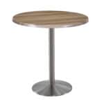 42-Inch Tall Indoor/Outdoor Table with 36-Inch Diameter Natural Round Top, Stainless Steel Base, and 22-Inch Diameter Foot