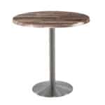 42-Inch Tall Indoor/Outdoor Table with 36-Inch Diameter Rustic Round Top, Stainless Steel Base, and 22-Inch Diameter Foot
