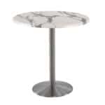 42-Inch Tall Indoor/Outdoor Table with 36-Inch Diameter White Marble Round Top, Stainless Steel Base, and 22-Inch Diameter Foot 6 42-Inch Tall Indoor/Outdoor Table with 36-Inch Diameter White Marble Round Top, Stainless Steel Base, and 22-Inch Diameter Foot