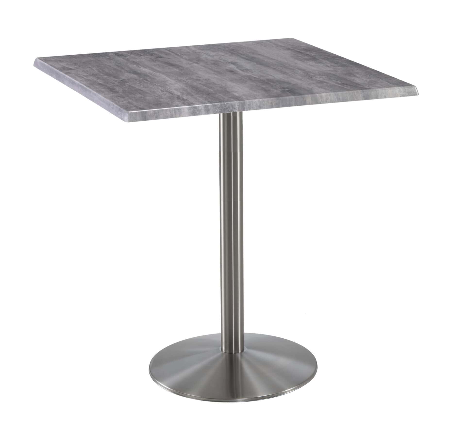 42-Inch Tall Indoor/Outdoor Table with 36 x 36-Inch Diameter Greystone Square Top, Stainless Steel Base, and 22-Inch Diameter Foot 1 42-Inch Tall Indoor/Outdoor Table with 36 x 36-Inch Diameter Greystone Square Top, Stainless Steel Base, and 22-Inch Diameter Foot