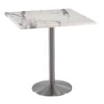 42-Inch Tall Indoor/Outdoor Table with 36 x 36-Inch Diameter White Marble Square Top, Stainless Steel Base, and 22-Inch Diameter Foot 6 42-Inch Tall Indoor/Outdoor Table with 36 x 36-Inch Diameter White Marble Square Top, Stainless Steel Base, and 22-Inch Diameter Foot