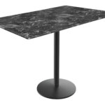 42-Inch Tall Indoor/Outdoor Table with 32 x 48-Inch Diameter Black Marble Rectangle Top, Black Wrinkle Base, and 22-Inch Diameter Foot