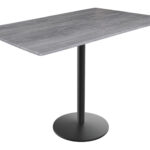 36-Inch Tall Indoor/Outdoor Table with 32 x 48-Inch Diameter Greystone Rectangle Top, Black Wrinkle Base, and 22-Inch Diameter Foot