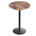 42-Inch Tall Indoor/Outdoor Table with 36-Inch Diameter Rustic Round Top, Black Wrinkle Base, and 22-Inch Diameter Foot