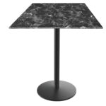 42-Inch Tall Indoor/Outdoor Table with 32 x 32-Inch Diameter Black Marble Square Top, Black Wrinkle Base, and 22-Inch Diameter Foot