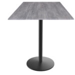 42-Inch Tall Indoor/Outdoor Table with 32 x 32-Inch Diameter Greystone Square Top, Black Wrinkle Base, and 22-Inch Diameter Foot