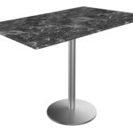 42-Inch Tall Indoor/Outdoor Table with 32 x 48-Inch Diameter Black Marble Rectangle Top, Stainless Steel Base, and 22-Inch Diameter Foot