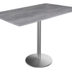 42-Inch Tall Indoor/Outdoor Table with 32 x 48-Inch Diameter Greystone Rectangle Top, Stainless Steel Base, and 22-Inch Diameter Foot