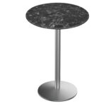 42-Inch Tall Indoor/Outdoor Table with 36-Inch Diameter Black Marble Round Top, Stainless Steel Base, and 22-Inch Diameter Foot