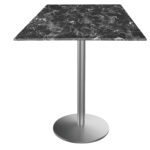 42-Inch Tall Indoor/Outdoor Table with 36 x 36-Inch Diameter Black Marble Square Top, Stainless Steel Base, and 22-Inch Diameter Foot