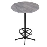 42-Inch Tall Indoor/Outdoor Table with 32-Inch Diameter Greystone Round Top, Black Wrinkle Base