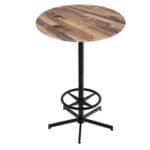 42-Inch Tall Indoor/Outdoor Table with 32-Inch Diameter Rustic Round Top, Black Wrinkle Base