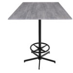 42-Inch Tall Indoor/Outdoor Table with 32 x 32-Inch Diameter Greystone Square Top, Black Wrinkle Base