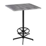 42-Inch Tall Indoor/Outdoor Table with 30 x 30-Inch Diameter Greystone Square Top, Black Wrinkle Base