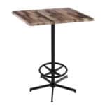 42-Inch Tall Indoor/Outdoor Table with 30 x 30-Inch Diameter Rustic Square Top, Black Wrinkle Base