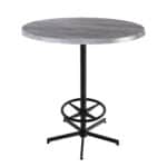 42-Inch Tall Indoor/Outdoor Table with 36-Inch Diameter Greystone Round Top, Black Wrinkle Base