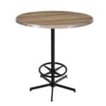 42-Inch Tall Indoor/Outdoor Table with 36-Inch Diameter Natural Round Top, Black Wrinkle Base