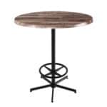 42-Inch Tall Indoor/Outdoor Table with 36-Inch Diameter Rustic Round Top, Black Wrinkle Base
