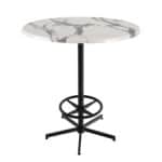 42-Inch Tall Indoor/Outdoor Table with 36-Inch Diameter White Marble Round Top, Black Wrinkle Base 6 42-Inch Tall Indoor/Outdoor Table with 36-Inch Diameter White Marble Round Top, Black Wrinkle Base