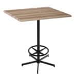 42-Inch Tall Indoor/Outdoor Table with 36 x 36-Inch Diameter Natural Square Top, Black Wrinkle Base