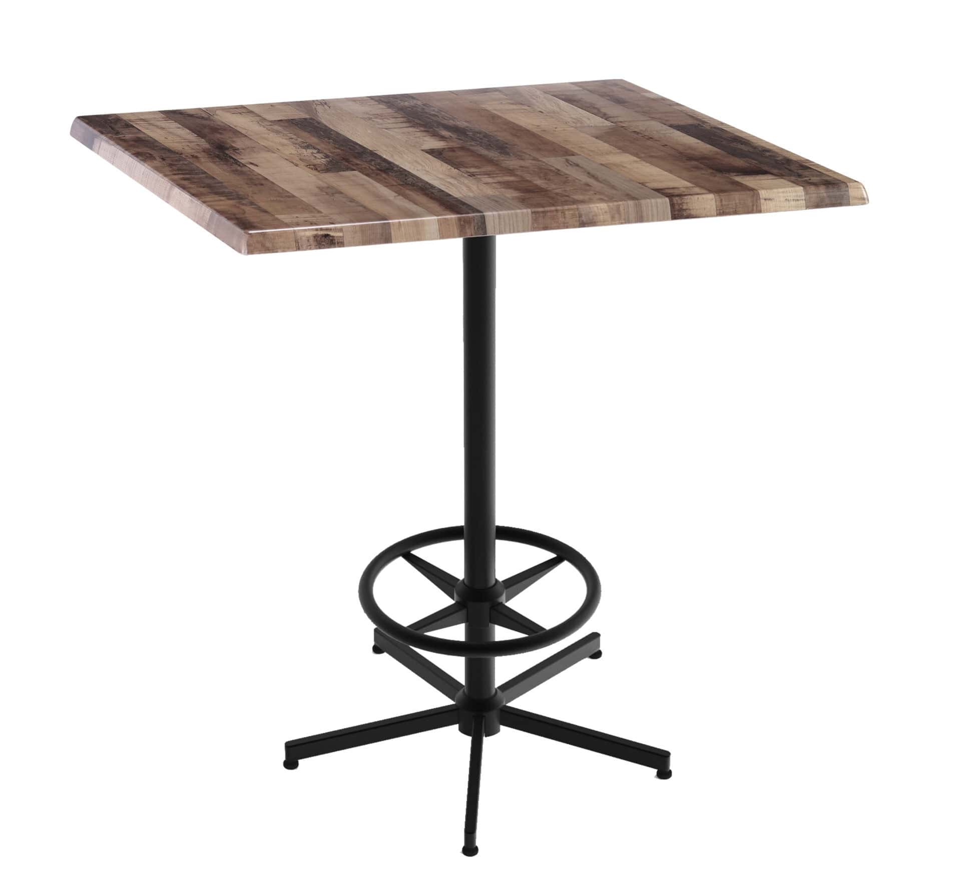 42-Inch Tall Indoor/Outdoor Table with 36 x 36-Inch Diameter Rustic Square Top, Black Wrinkle Base 1 42-Inch Tall Indoor/Outdoor Table with 36 x 36-Inch Diameter Rustic Square Top, Black Wrinkle Base