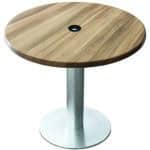 30-Inch Tall Indoor/Outdoor Table with 30-Inch Diameter Natural Round Top with Umbrella Hole, Brushed Aluminum Base, and 18-Inch Diameter Foot