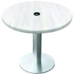 30-Inch Tall Indoor/Outdoor Table with 30-Inch Diameter White Ash Round Top with Umbrella Hole, Brushed Aluminum Base, and 18-Inch Diameter Foot